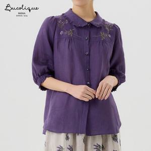 [비꼴리끄]린넨 라운드 카라 자수 블라우스 B262WB3030