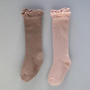 여아반양말 핑크 프릴 무릎 양말 2족 유아 아동 긴양말 니삭스