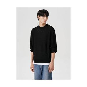 에잇세컨즈 8SECONDS 터크 디테일 라운드 니트 블랙 424851AY15 404771