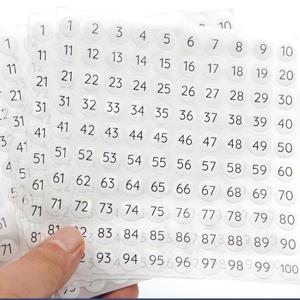 숫자스티커 흰색 원형 1-100번 1P