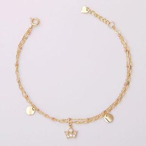 펜던트팔찌 gold 루루왕관 골드 로즈골드 두줄 체인 금 팔찌 14K