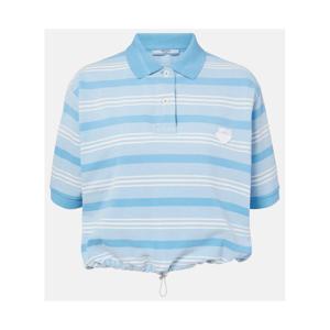 프라다 스트라이프 크롭 코튼 피케 폴로 셔츠 P01154854