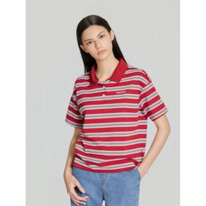 아이더 CIEL (씨엘) 여성 스트라이프 반팔 폴로 티셔츠_Dark Red DWM26244R7 408139