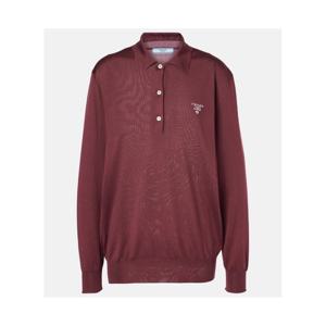 프라다 로고 실크 폴로 셔츠 P00955896