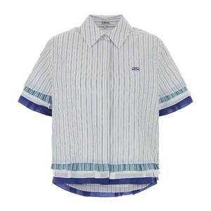 로에베 버티컬 스트라이프 로고 자수 셔츠 S540Y05XCW