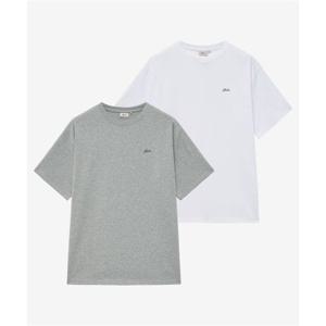 예일 YALE [2PACK] 레귤러 핏 스넬로고 반팔티셔츠_화이트그레이 YFM9SS101AMG 372467