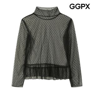 GGPX  도트 시스루 하이넥 블라우스 (GQ4SH038F)
