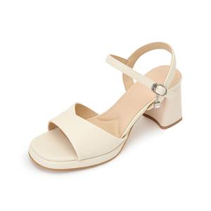 엠.무크 아라벨 소가죽 큐빅 플랫폼 샌들 아이보리 516623505AQ