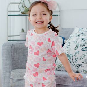 꼬마친구 핑크하트 쥬니어 5부쟈가드 아동내의 실내복