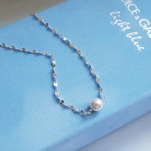 [바이진주리본] 플렛체인진주실버SN / 925 은 목걸이