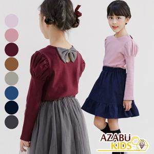 [아자브키즈] 뒤 리본 티 2 아동 여아 긴팔 면 티셔츠