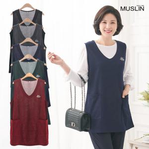 [모슬린]엄마옷 포인트 브이컷 핫픽스 조끼 004FGH006 마담/중년