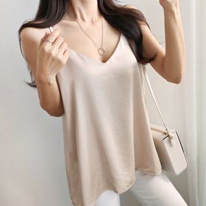 [드레스날다]여성미물씬 브이넥 실크 끈나시 블라우스(bl683)