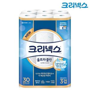 [땡큐온]크리넥스 울트라클린 에어쿠션 3겹 25M 30롤 x1팩