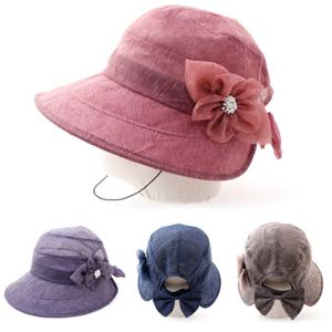 리본 코사지 와이어 벙거지 중년 부인 여성 엄마 여름 버킷햇 챙모자/OM-B5008