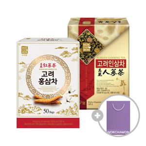 [녹차원] 고려인삼차 50포+고려홍삼차 50포 (+쇼핑백증정)