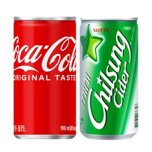 롯데 칠성 사이다 190ml x30캔+코카콜라190ml x30캔