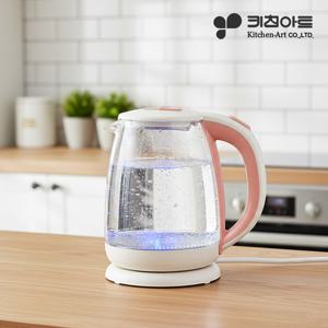 [넉넉한 용량과 한눈에 보이는 깨끗함] 키친아트 1.8L 내열유리 전기포트 주전자 KK-1809G