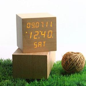C7_신형 LED 나무 우드 탁상시계-정사각(대)