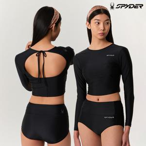 [스파이더] 여성 워터스포츠 크롭 집업 래쉬가드 SPJMCNRL371WBLK