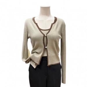 [트위]골지 나시  세트 라인배색 슬림 가디건 (TMHDFST005)