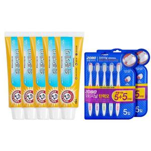 암앤해머 오리지날 치약 150g x5 + 애경 2080 칫솔 10입