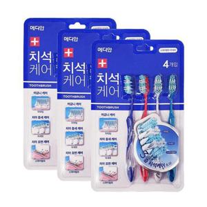메디안 NEW 치석케어 칫솔 4입 x3