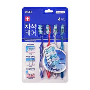 메디안 NEW 치석케어 칫솔 4입
