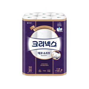 크리넥스 3겹 데코앤소프트 화장지 30m 30롤