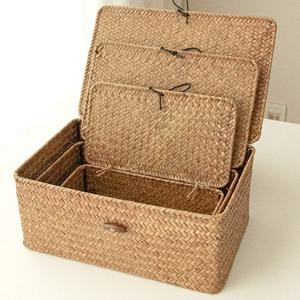 수납 바구니 박스 덮개형라탄사각수납함 (대형 high)