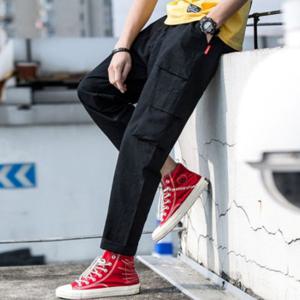 허리밴딩 카고바지 일자핏 면바지 캐주얼 데일리룩