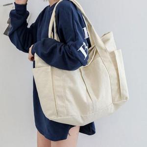 [프롬슈] 패브릭 빅 에코백 캔버스 여행 숄더백 가방