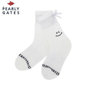 [파리게이츠] 여성 스마일 글리터 튤 리본 중목 양말