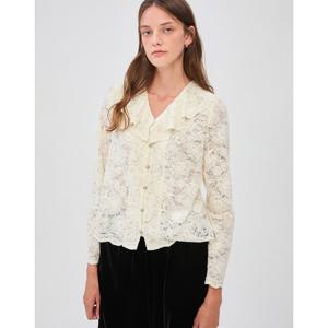 질스튜어트 뉴욕 여성 24FW 아이보리 진주 버튼 레이스 셔릉 포인트 블라우스 JSBL4D410IV