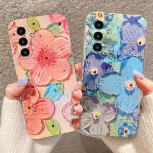 갤럭시버디4 A16 럭셔리 유화 플라워 큐빅 실리콘 핸드폰 케이스