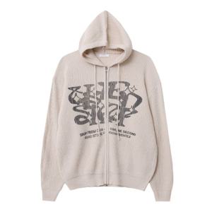 [리빌모아]국산 남자 레터링 나염 후드 니트 집업 DS2-JUA-Q132-