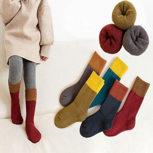 [미니도우]미니도우 아동 기모 양말 키즈 유아 어린이 초등학생 컬러블럭 기모 니삭스