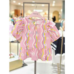 [티파니아동] 핑크 꽃 물결나염 블라우스 (Q52DCB020P1) Q52UCB020