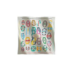 에르메스 부클레리 모던 플루메티 스카프 70 크레 블루 로즈 H983351S07