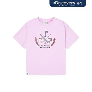 [디스커버리 키즈] 키즈 콜라보 골프 그래픽(프론트) 반팔티셔츠 (L/LAVENDER)  DKRS55043-LDL