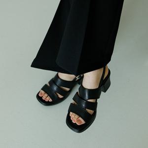 [지쎄공식몰] 천연가죽 여성수제화 포크 통굽 샌들 GIS-46250-1