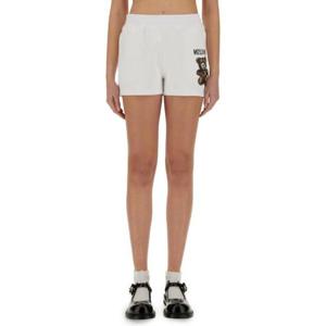 모스키노 테디베어 프린트 탄성 허리띠 반바지 03270528 1001 TP935009428