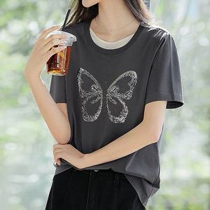 [몽벨리즈]스팽글나비레이어링티셔츠 mde2302096