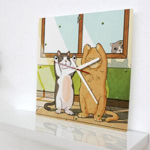 아트박스/꾸밈 ip575-고양이손들고서있어_인테리어벽시계