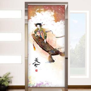 아트박스/꾸밈 ip439-미녀와가야금_현관문방문시트지