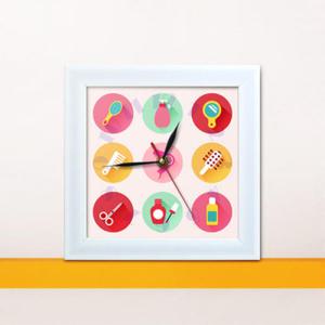 아트박스/꾸밈 cy534-컬러풀미용아이콘미니액자벽시계_디자인액