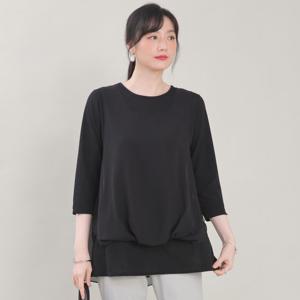 [애비뉴투지]이중 쉬폰 주름 봄 여름 칠부 롱 블라우스 B08439