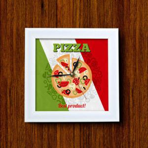 아트박스/꾸밈 iy697-엔조이피자타임_미니액자벽시계