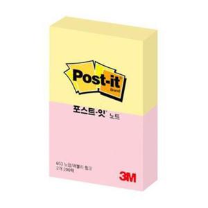 아트박스/오피스큐 3M 포스트잇 653 2노랑핑크 노랑 러블리핑크