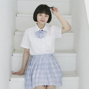 아트박스/교복몰 하늘체크 스커트 리본타이 SET 교복 학생복